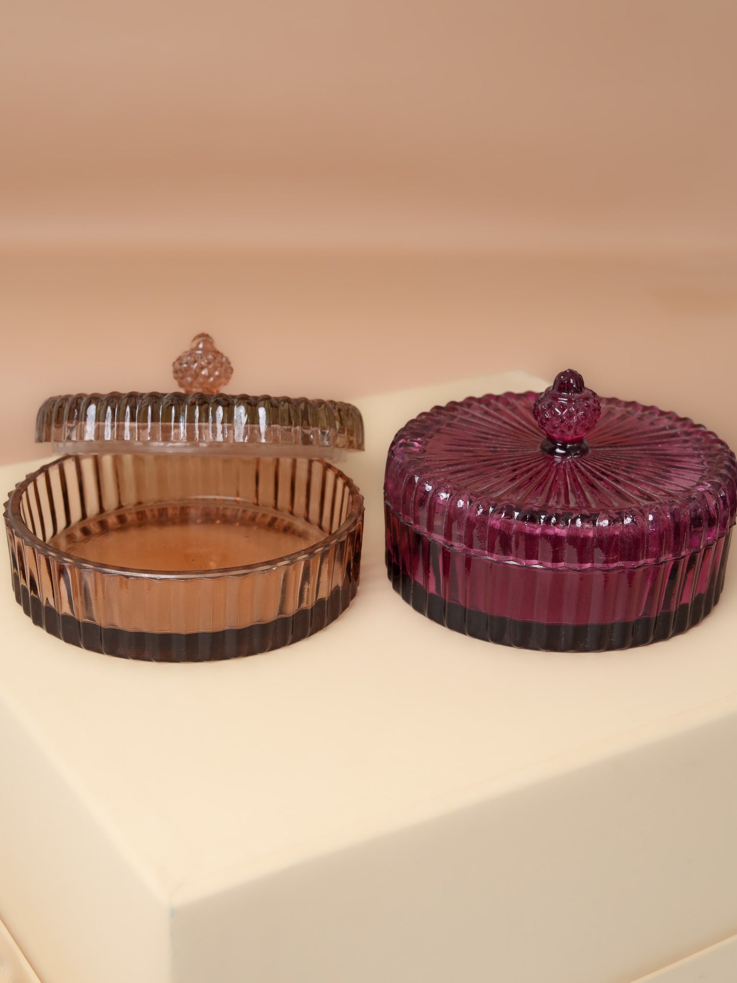 Rose Gold and Pink Glass Jars