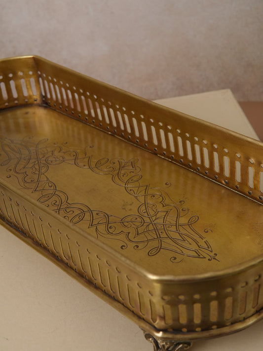 Oval vintage brass tray