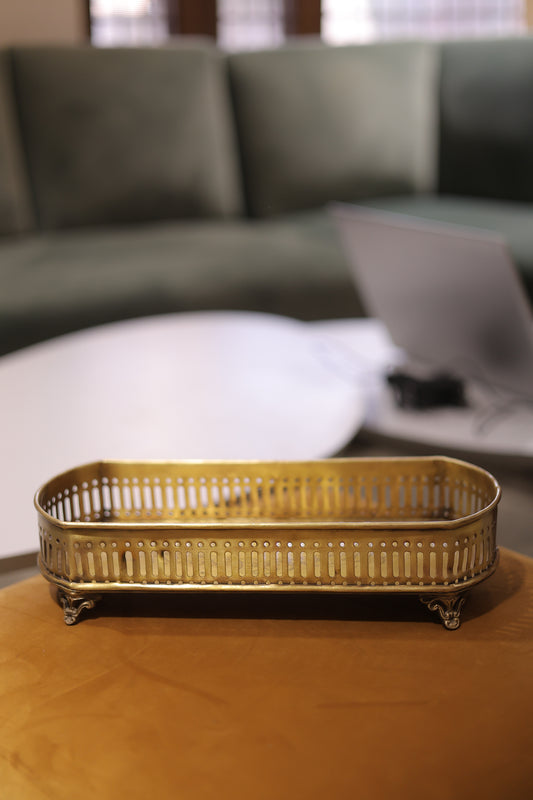Oval vintage brass tray