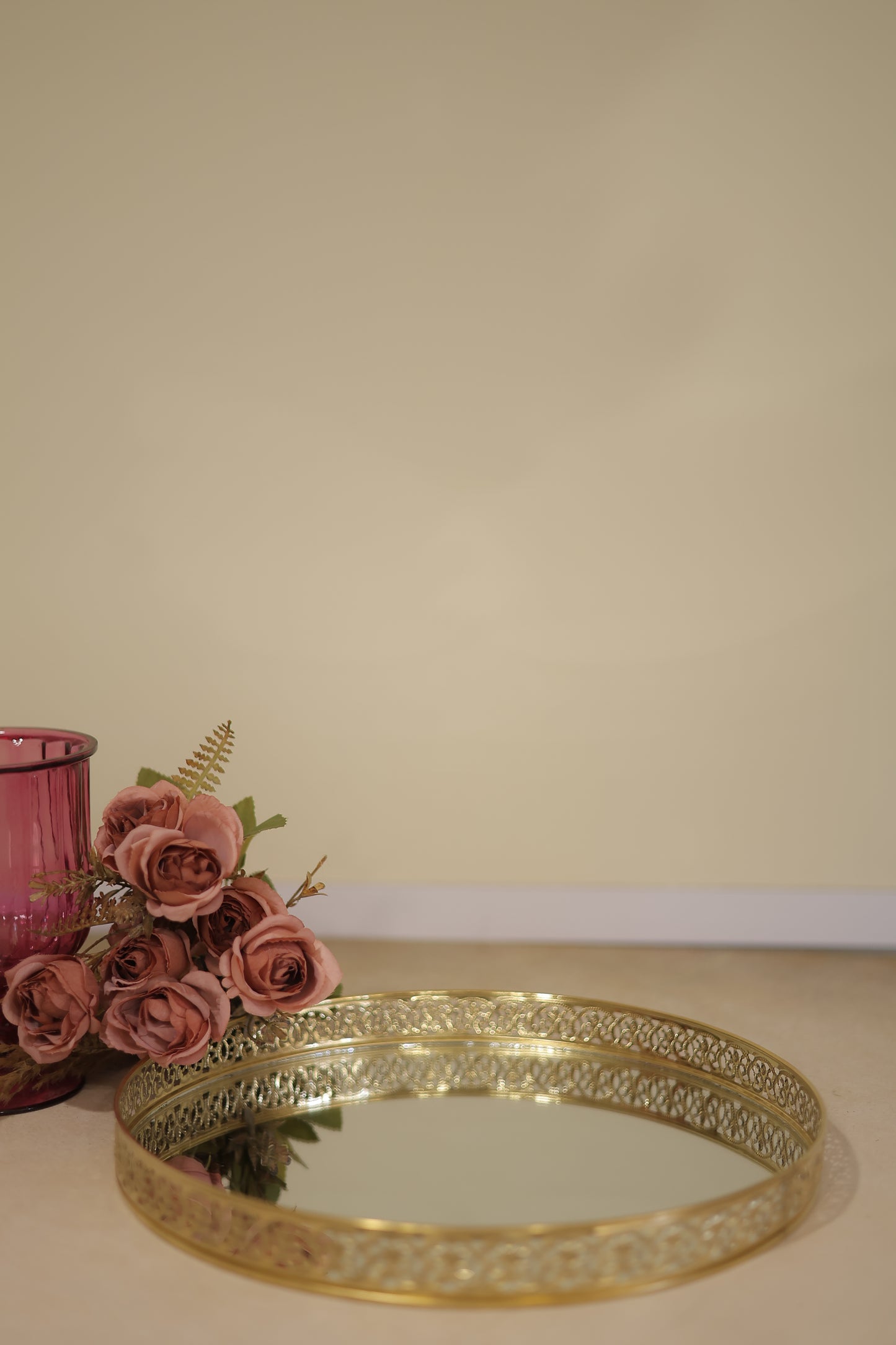 Round Brass Mirror Tray