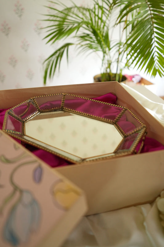 Glass Brass Tray