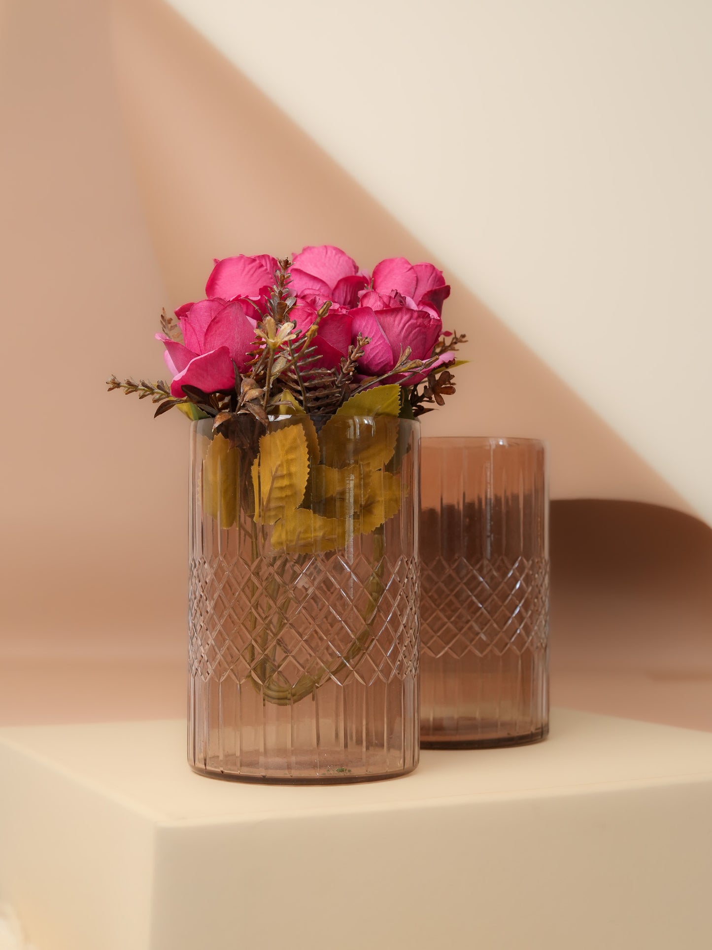 Rose Gold Vases for Home Decor and Gifting with Flower Bunch