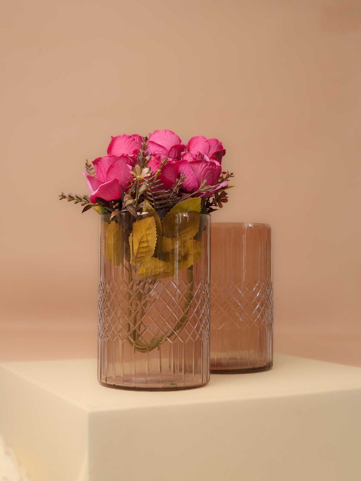 Rose Gold Vases for Home Decor and Gifting with Flower Bunch