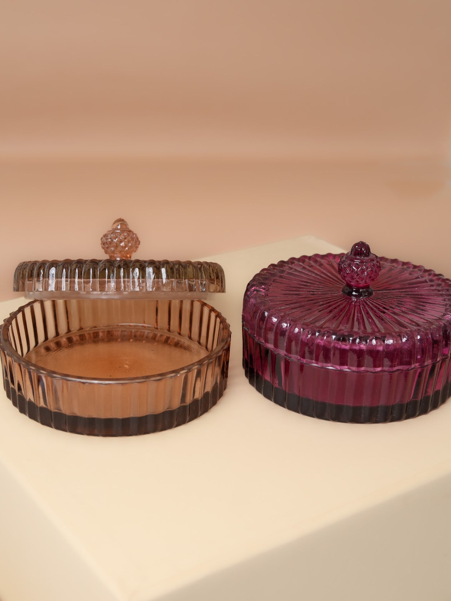 Rose Gold and Pink Glass Jars