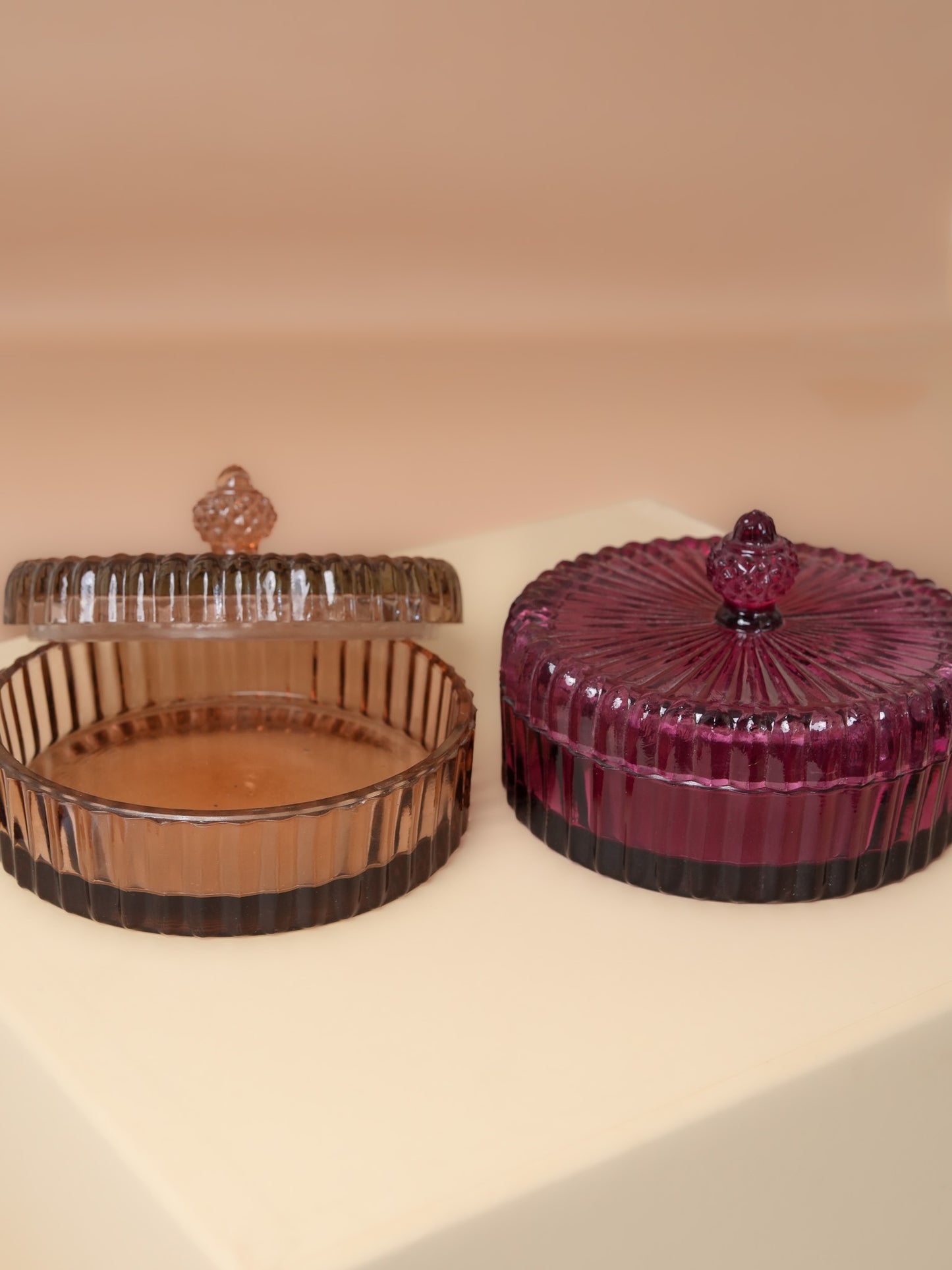 Rose Gold and Pink Glass Jars