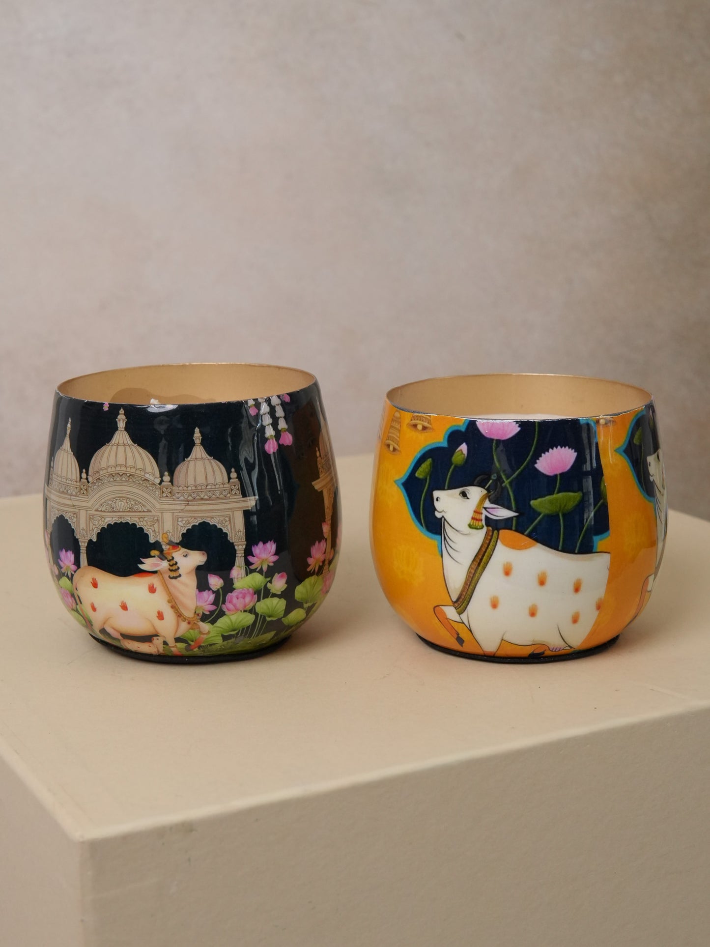 Pichwai Candle Jars