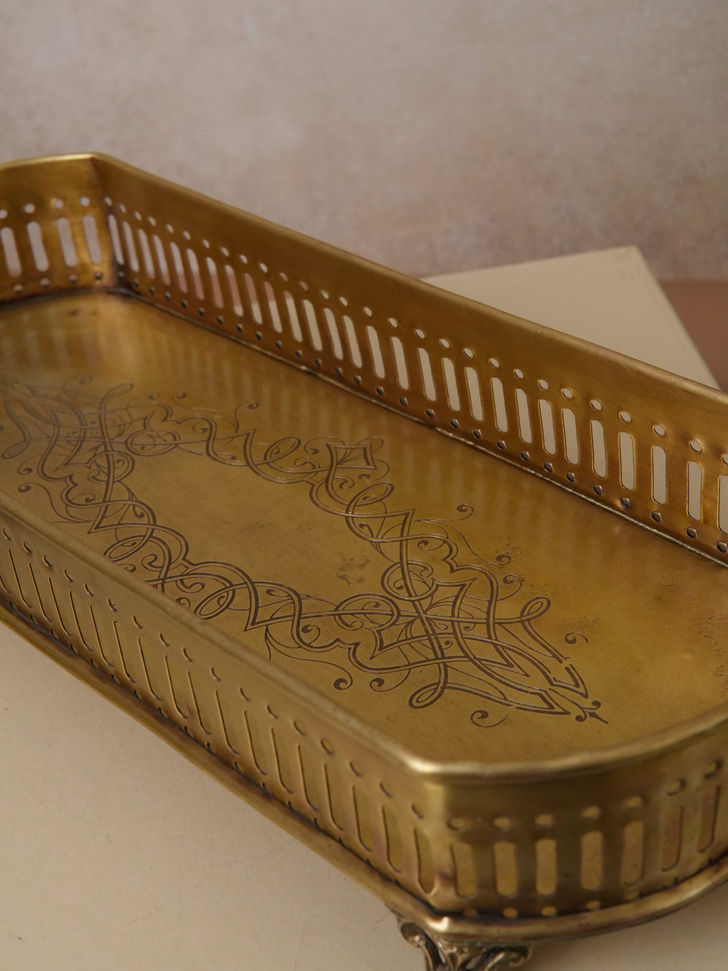 Oval vintage brass tray