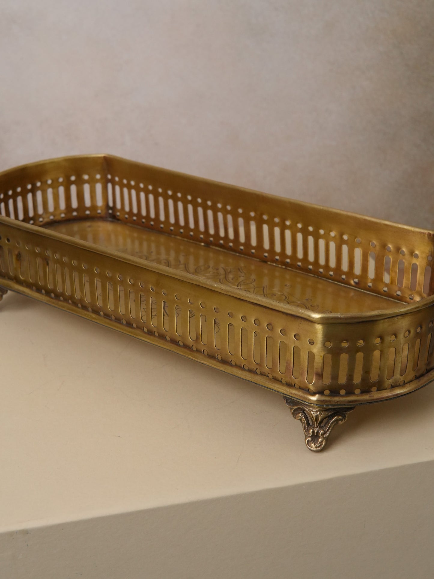 Oval vintage brass tray