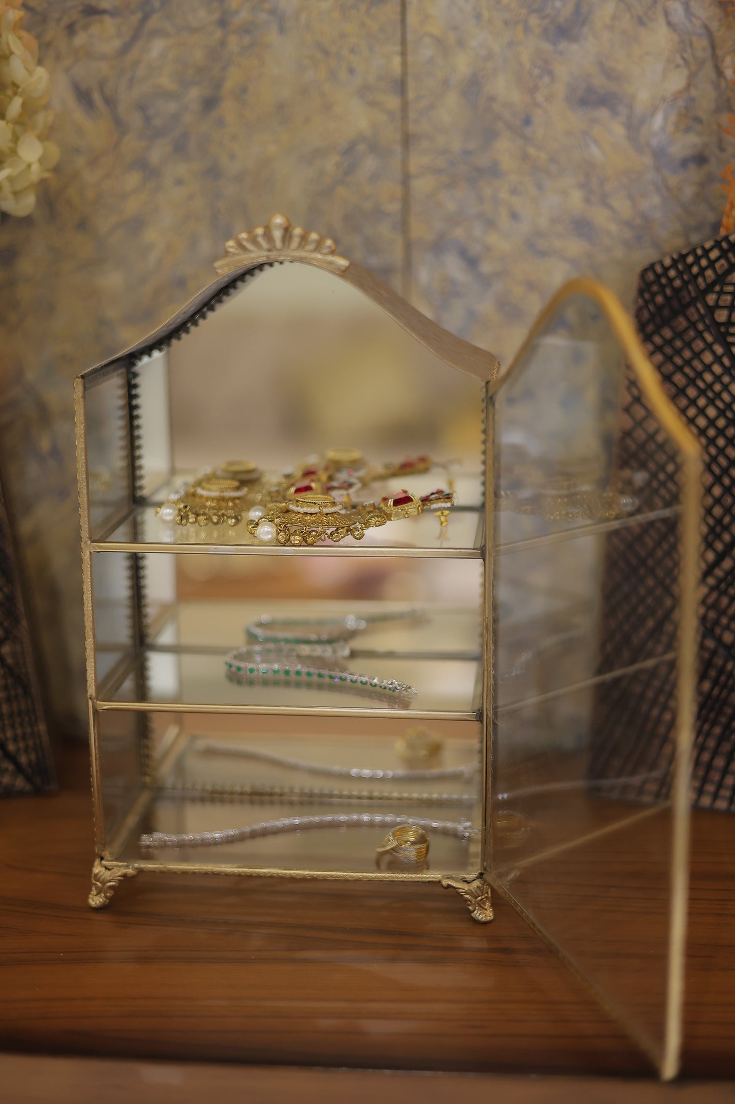 Glass Brass Cabinet