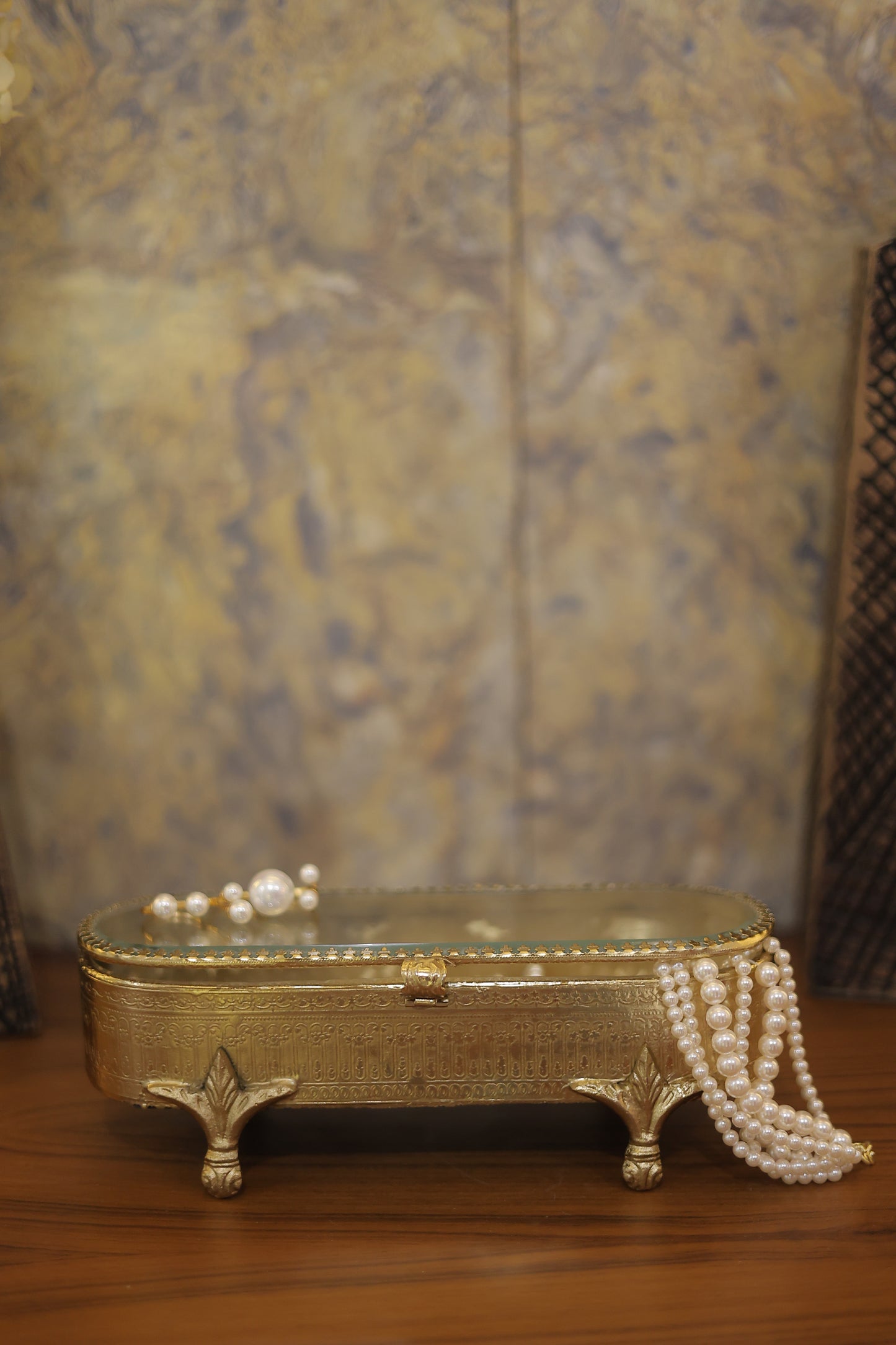 Glass Brass Antique Box