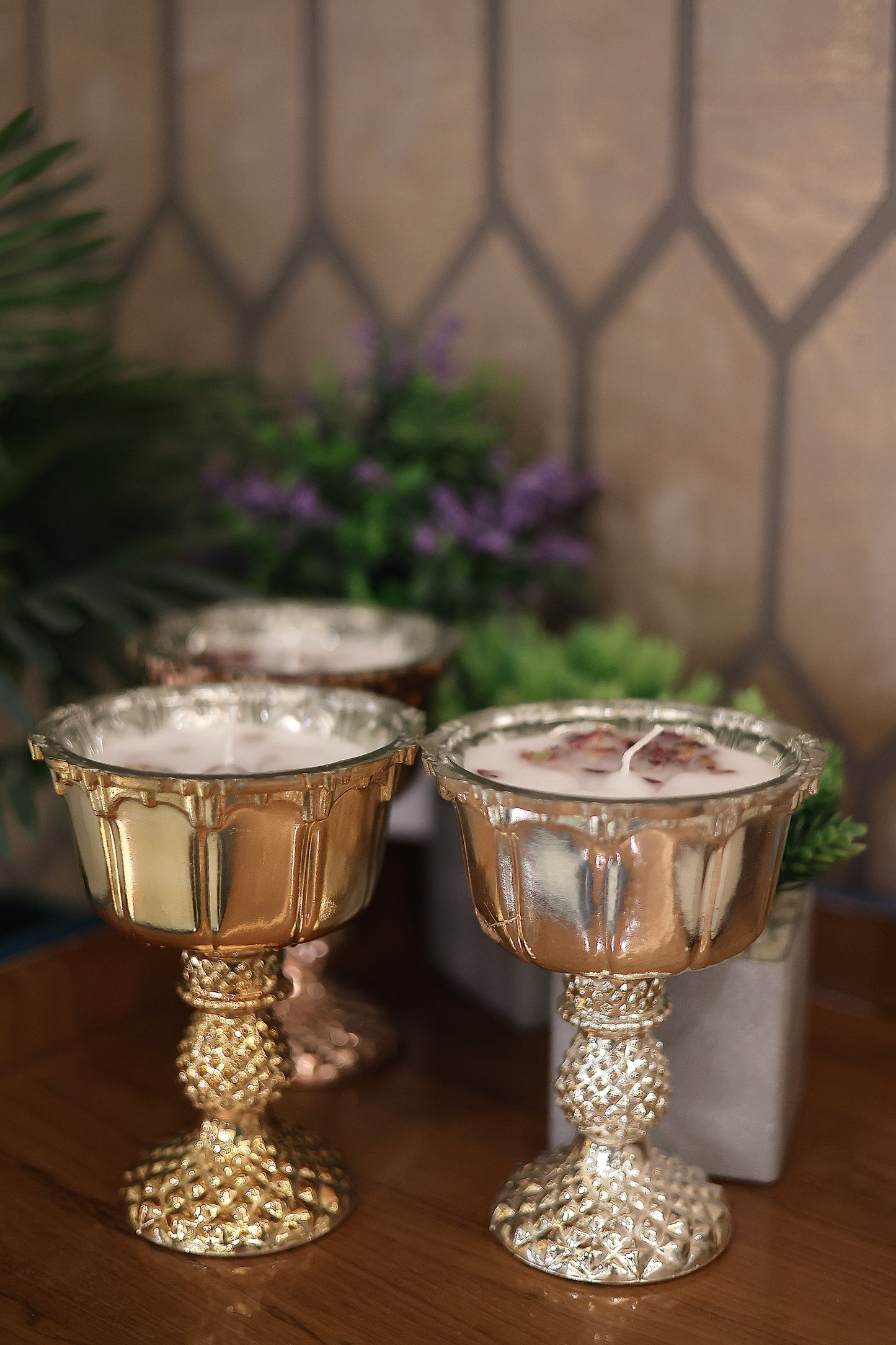 Exotic Glass Jars Filled with Wax Candles