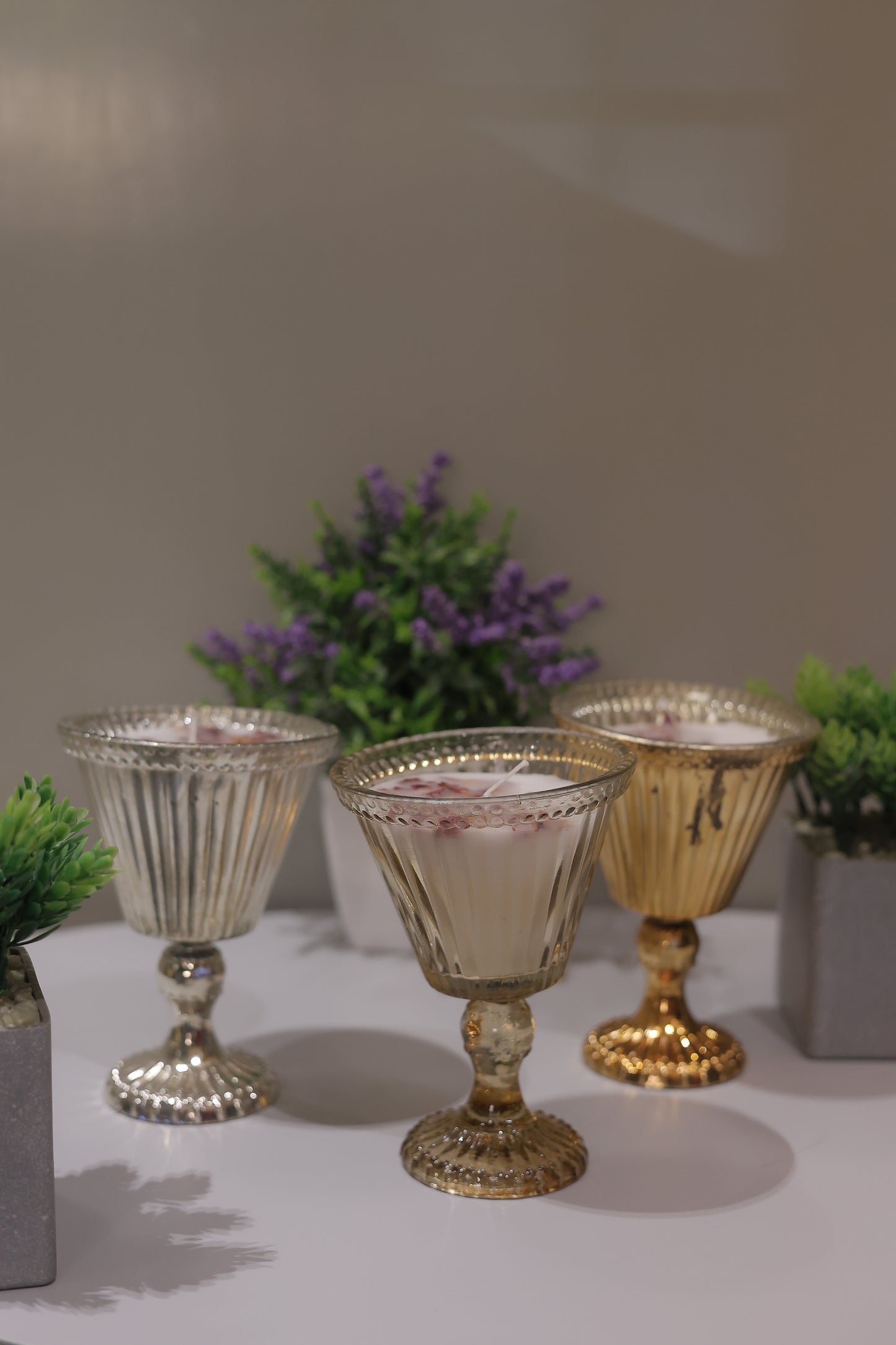 Exotic Glass Jars Filled with Wax Candles