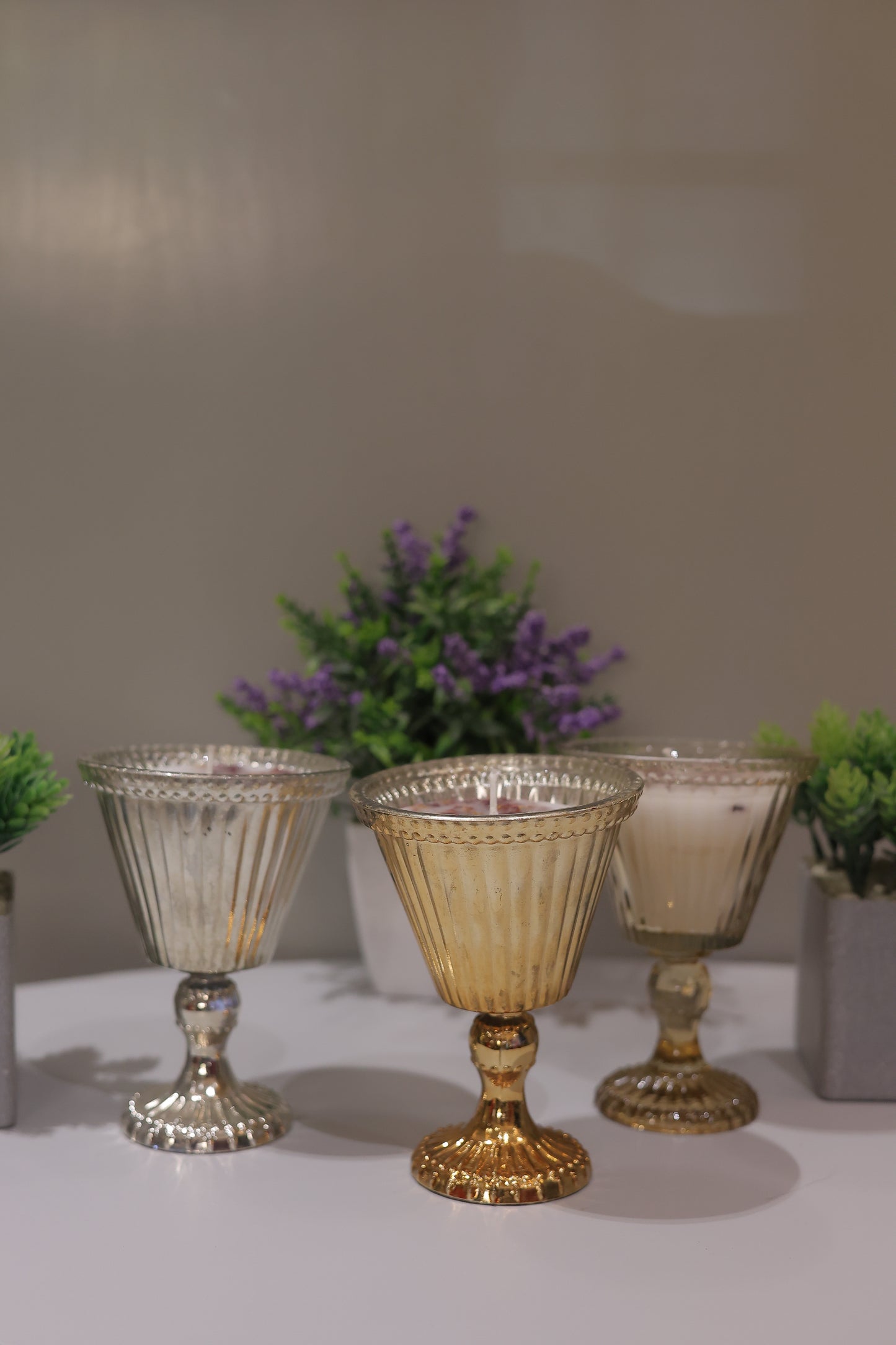 Exotic Glass Jars Filled with Wax Candles