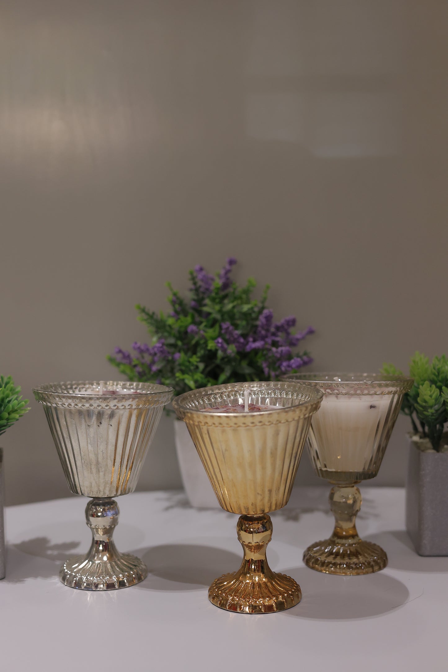 Exotic Glass Jars Filled with Wax Candles