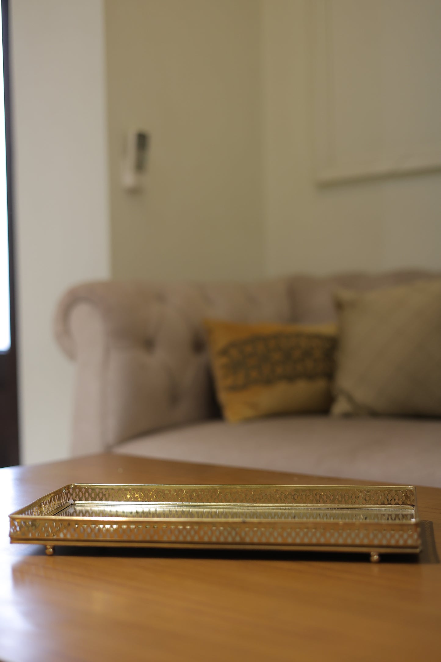 Gold glass metallic tray