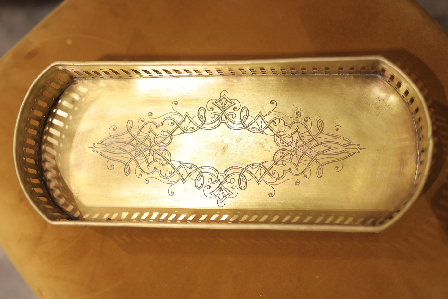 Oval vintage brass tray