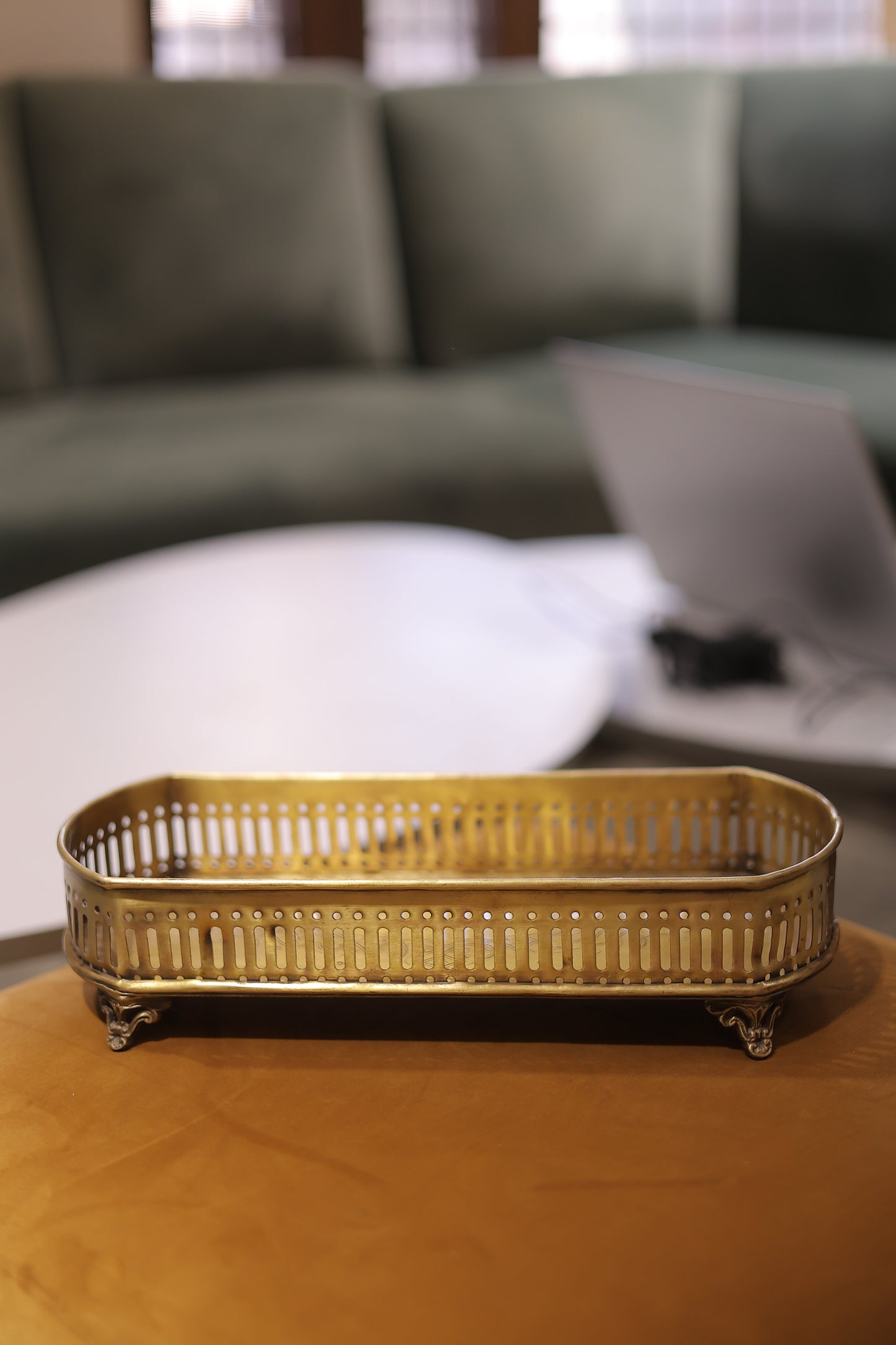 Oval vintage brass tray
