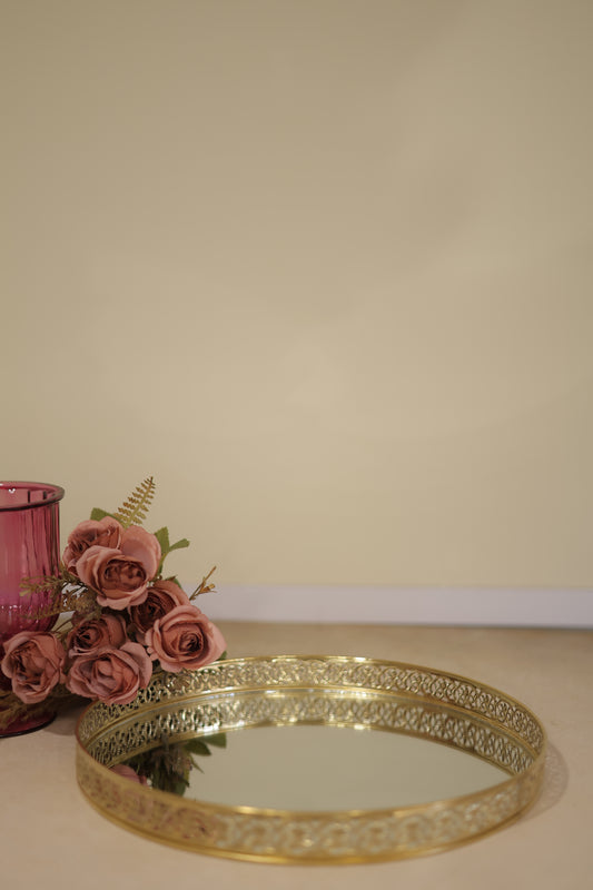 Round Brass Mirror Tray