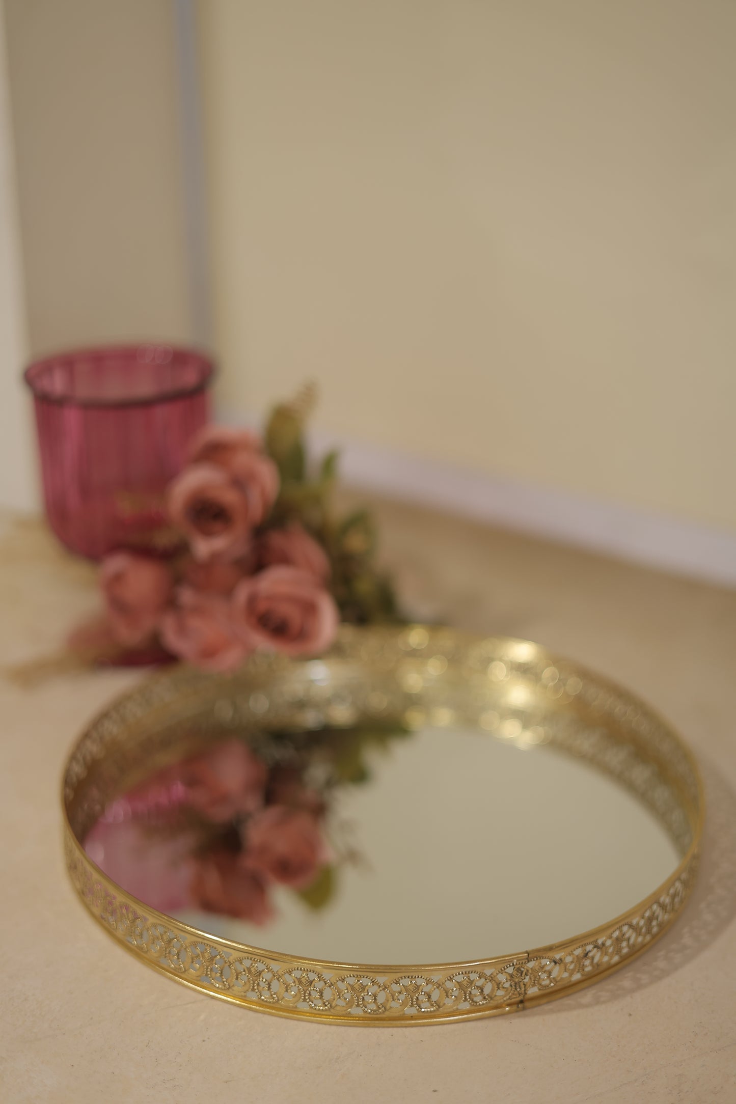Round Brass Mirror Tray