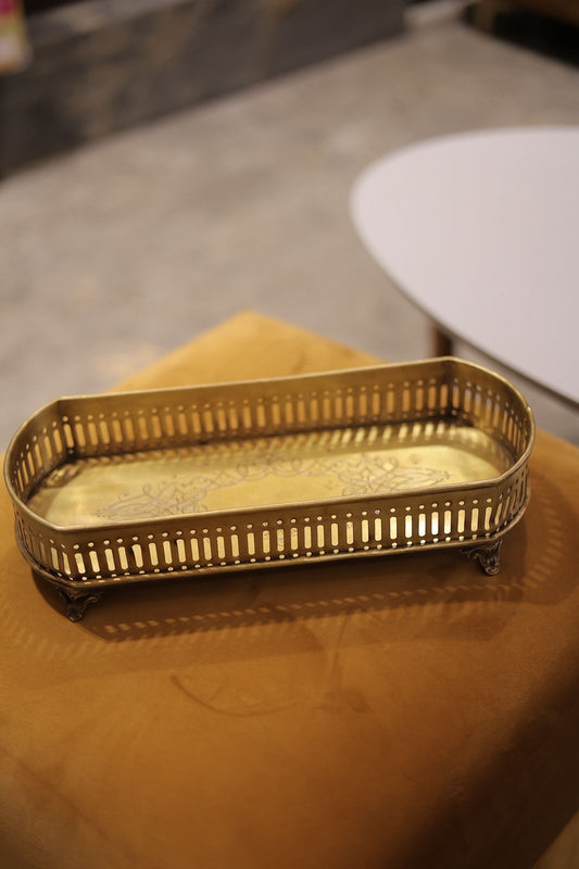 Oval vintage brass tray